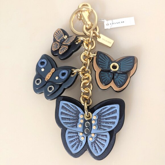 Coach $150 NWT Butterfly Cluster Bag Purse Charm C8224 Gold/Denim Multi - Picture 9 of 10